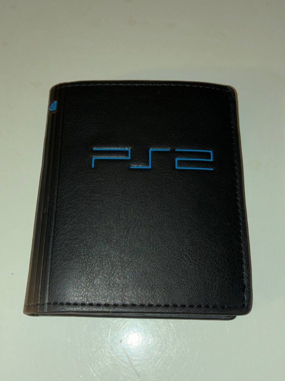 PS2 Themed Wallet Black Blue On/Off Button Crevis - New